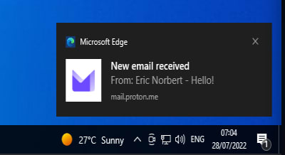 Windows desktop notification