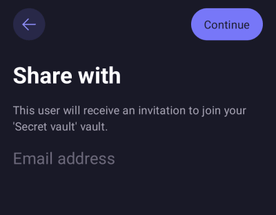 Choose who to share the vault with