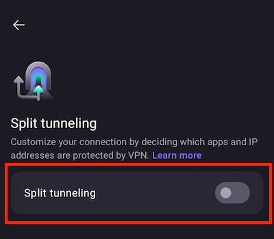 Split tunneling on Android 2