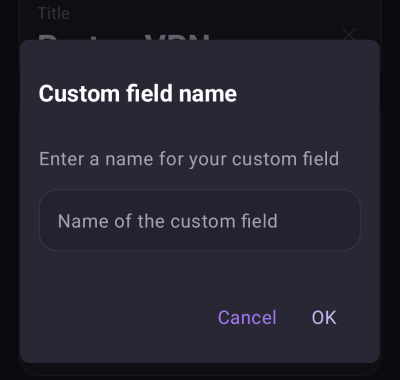 Enter a Custom field name