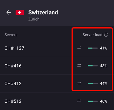 Select a server with low server load