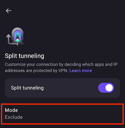 Split tunneling on Android 3