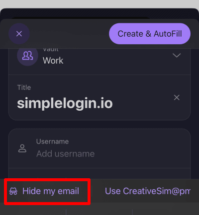 Select Hide my email