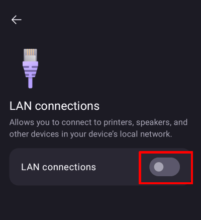 Allow LAN connections on Android and Chromebook