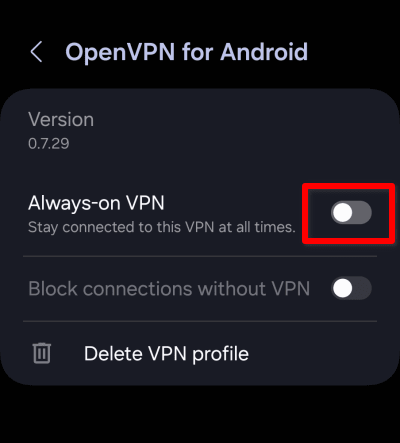 Turn Always-on VPN off for that app