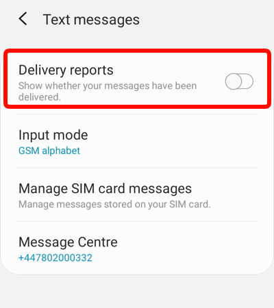 Read receipts Samsung Messenger
