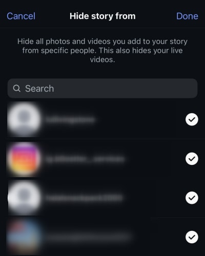 Hide all your stories and live videos from someone