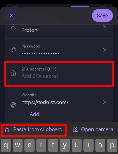 Paste from clipboard