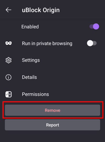 How to remove browser extensions on Firefox (Android) 2