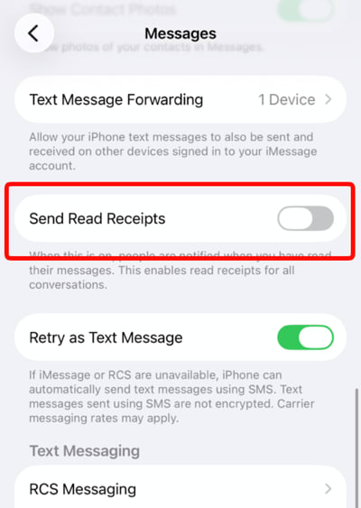 Read receipts iPhone Messages 1