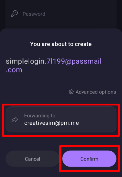 Confirm alias creation