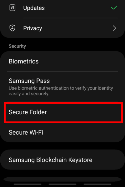 Enable Secure Folder