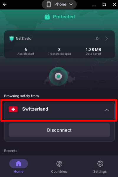 Tap or click an active connection to see more detailss