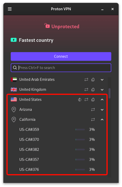 Select a city or state
