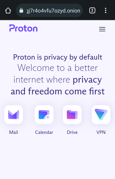 Visiting an onion site in Chrome on Android