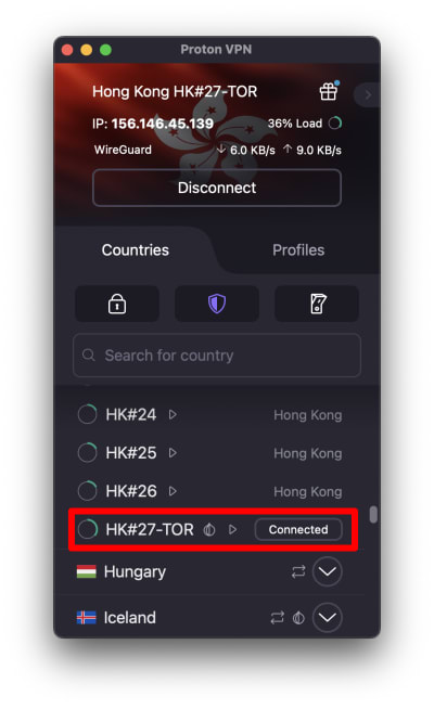 Proton VPN's Tor over VPN feature