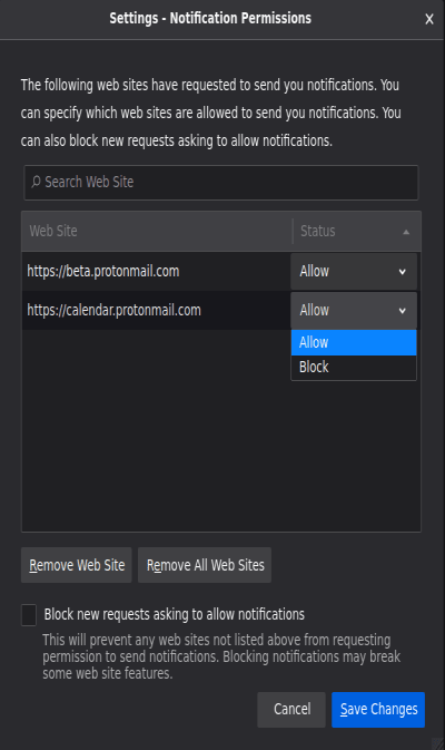 Firefox permissions
