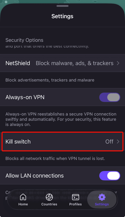Kill switch on iOS 1