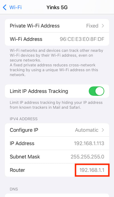 How to find default gateway on iPhone and iPad
