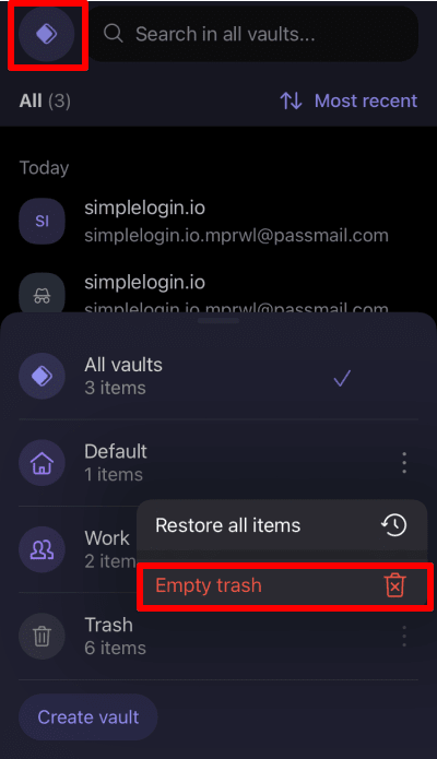 Empty all trash