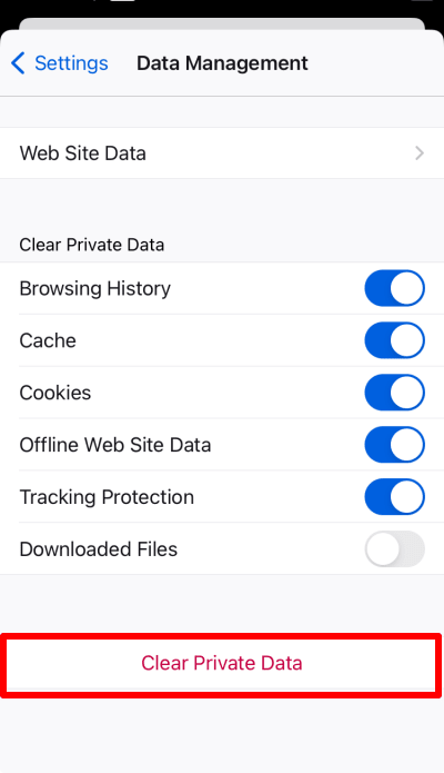 Delete Firefox history on iOS and iPadOS