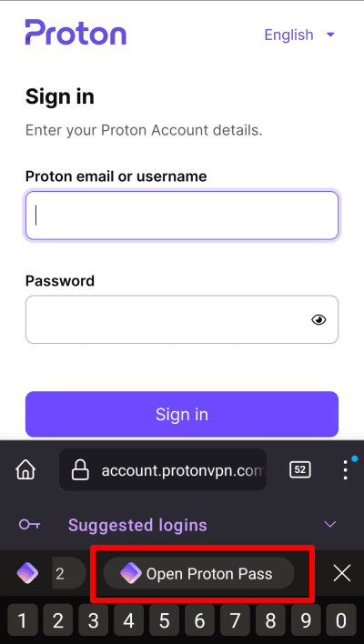 Alternatively, swipe until you see Open Proton Pass and tap it.