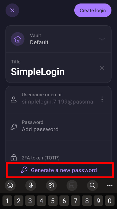 Generate a new password