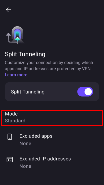 Split tunneling on Android 3