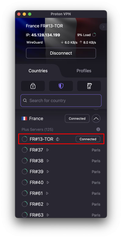 Connectez-vous au réseau Tor en utilisant Proton VPN
