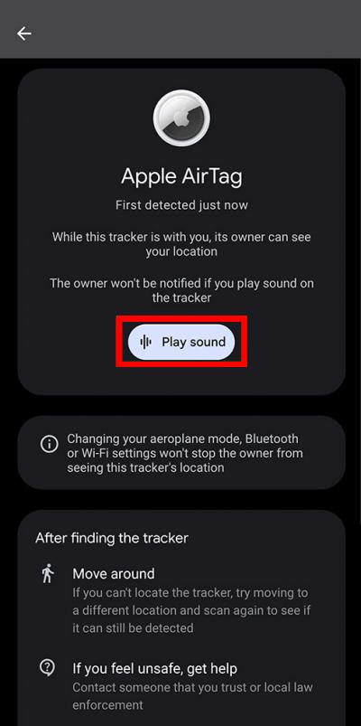 Tell the AirTag to play a sound
