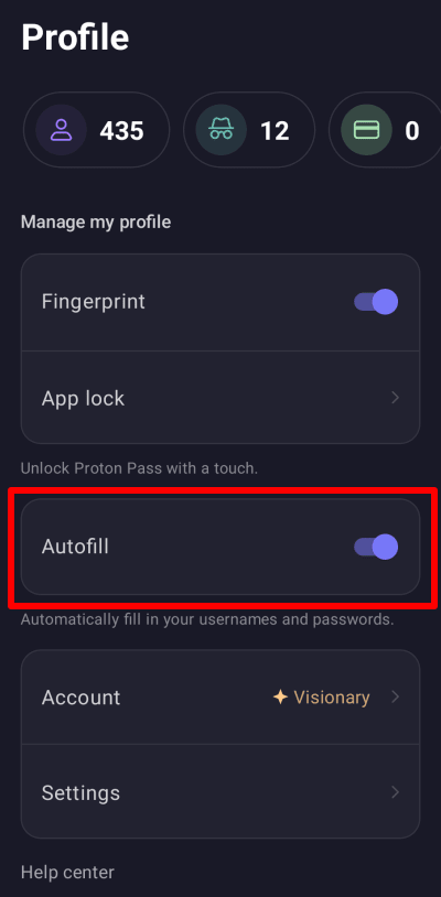 If you prefer, you can enable autofill at a later time