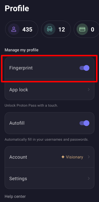 If you prefer, you can enable fingerprint at a later time