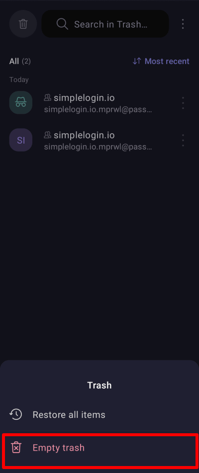 Empty all trash