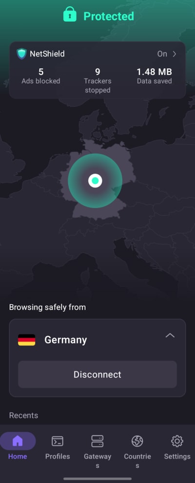 Connect to any server in Germany