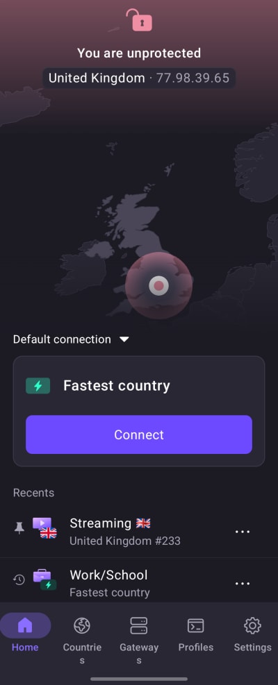 You can access recent profiles fro your Home tab