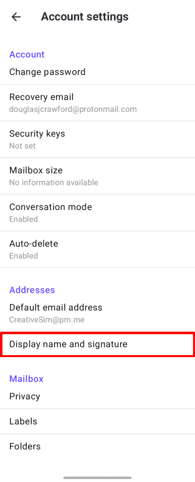Edit mobile signature in Android 1