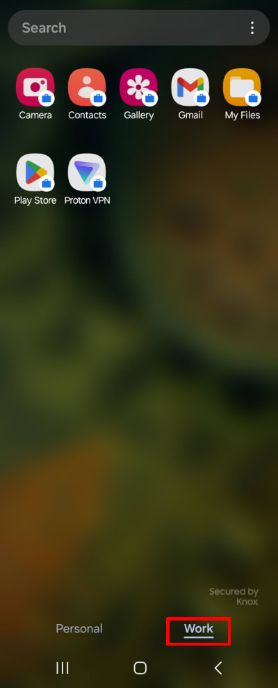 The Work tab in your app drawer