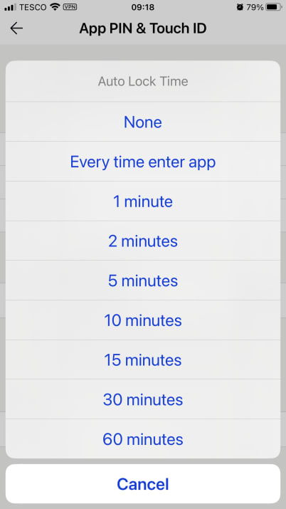 Auto-lock time