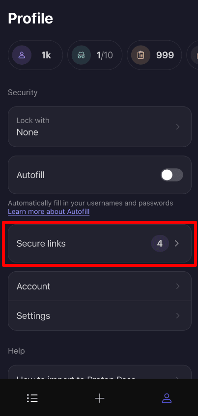 Manage your secure shared links