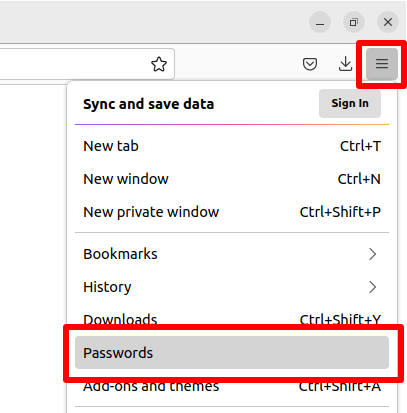 Open Firefox password manager