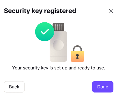 Your security key is now registered