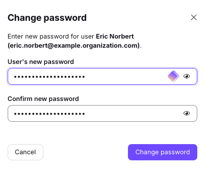 Enter the new password