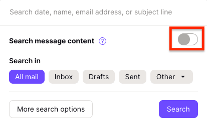 Search message content switch