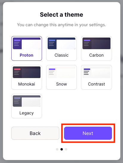 Option to select a theme for your free email account