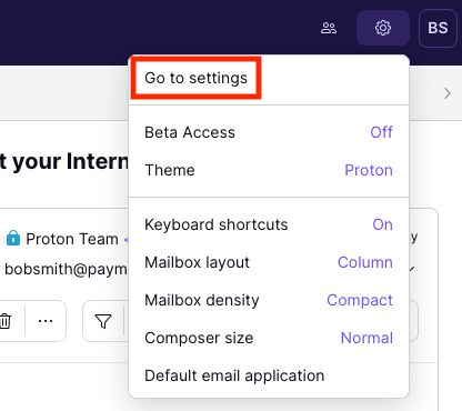 Go to settings option