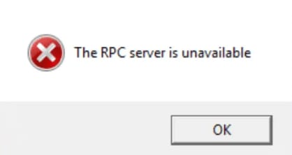 RPC server is unavailable warning