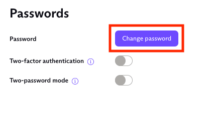 Change password button