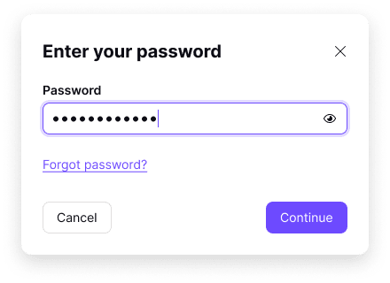 Screenshot of the modal to confirm trusted contacts by entering your password