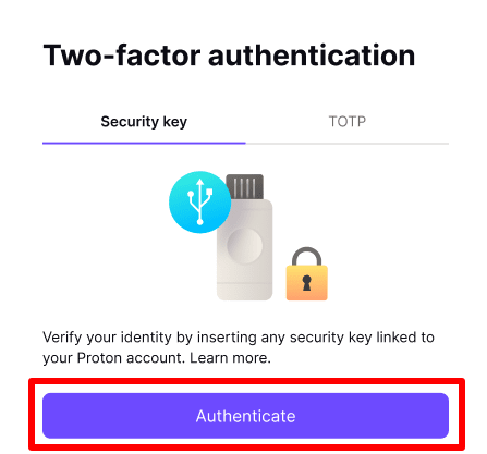 Choose to authenticate with your security key