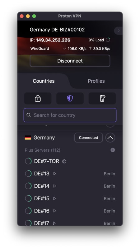 German Plus servers on macOS